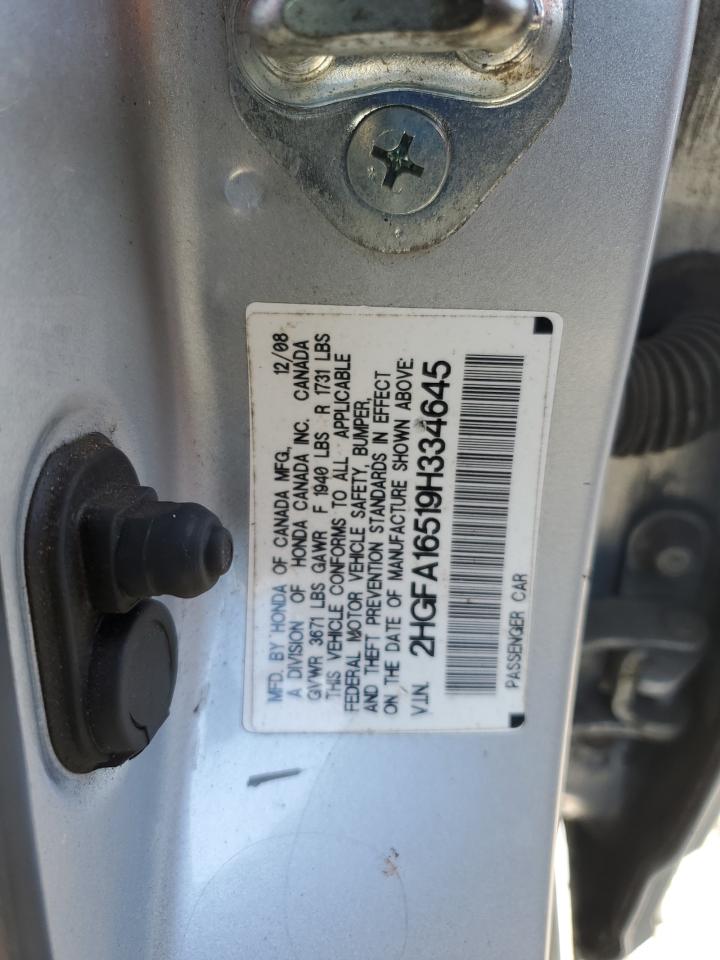 2009 Honda Civic Lx VIN: 2HGFA16519H334645 Lot: 71588755