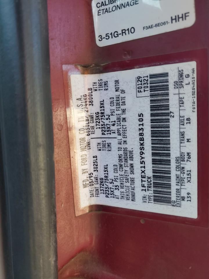 1995 Ford F150 VIN: 1FTEX15Y9SKB83105 Lot: 81620715