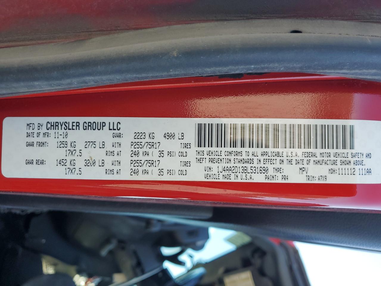 2011 Jeep Wrangler Sport VIN: 1J4AA2D13BL531690 Lot: 71502375