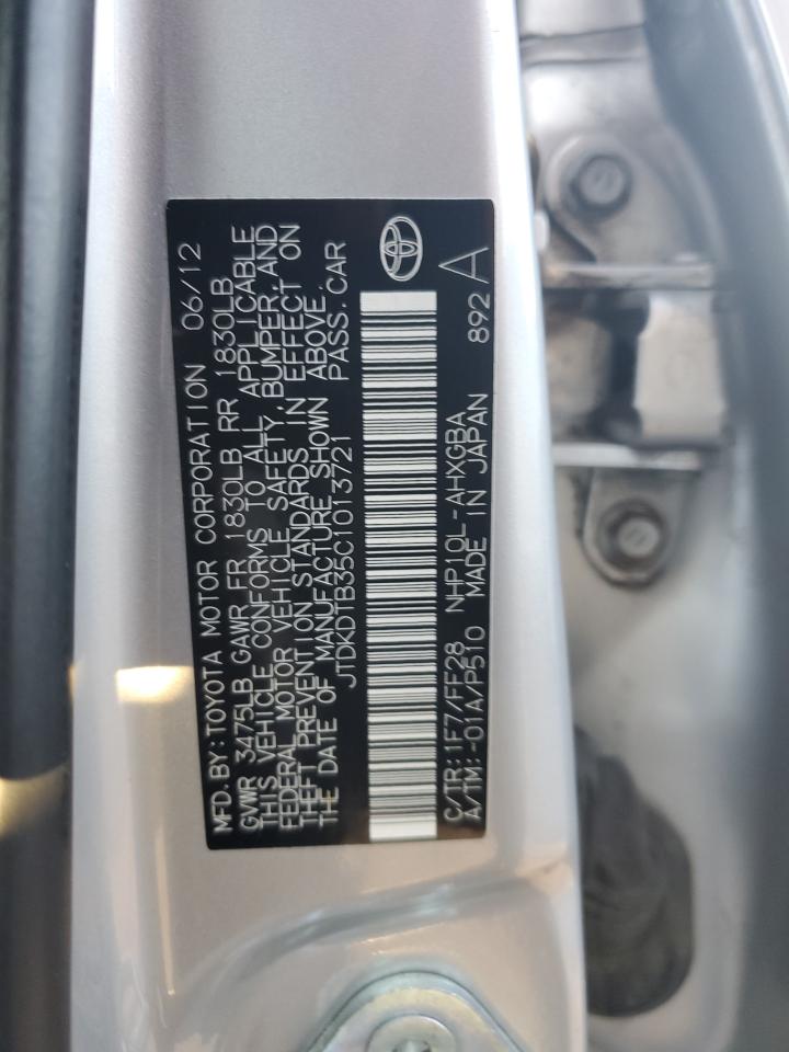 2012 Toyota Prius C VIN: JTDKDTB35C1013721 Lot: 71704045