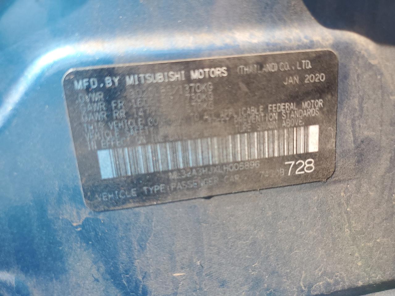 2020 Mitsubishi Mirage Es VIN: ML32A3HJXLH005896 Lot: 80816625