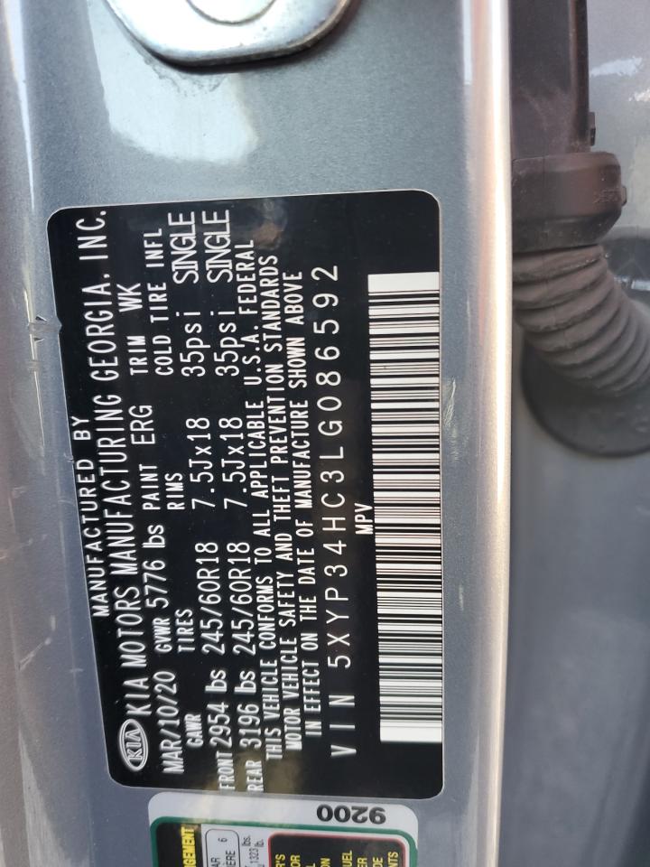 2020 Kia Telluride Ex VIN: 5XYP34HC3LG086592 Lot: 81569135