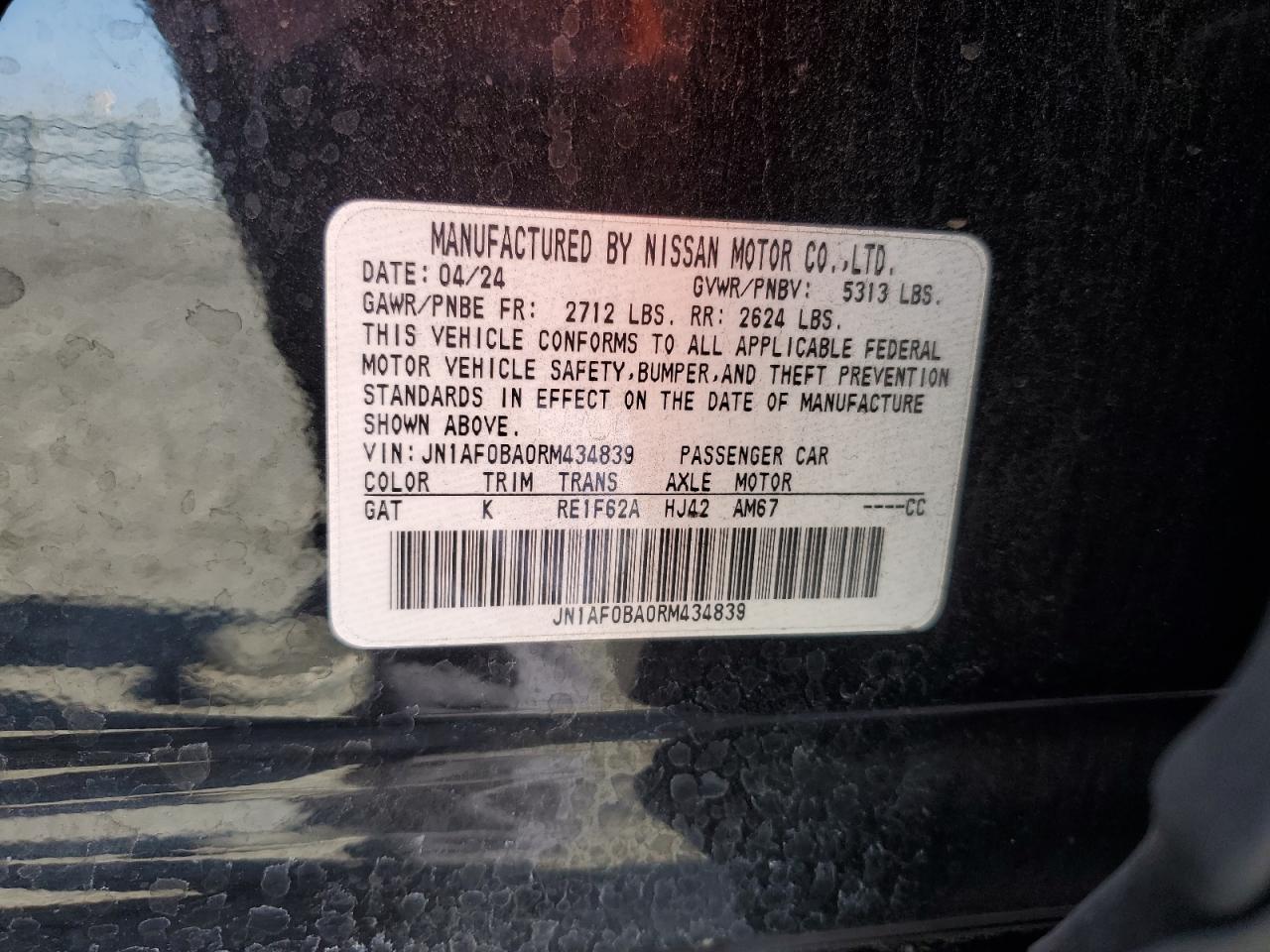 2024 Nissan Ariya Engage VIN: JN1AF0BA0RM434839 Lot: 84011265