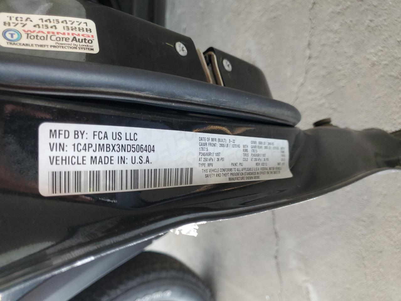 2022 Jeep Cherokee Trailhawk VIN: 1C4PJMBX3ND506404 Lot: 83762595