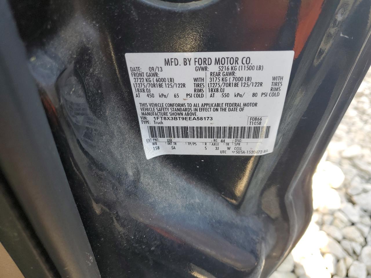 2014 Ford F350 Super Duty VIN: 1FT8X3BT9EEA58173 Lot: 80634245