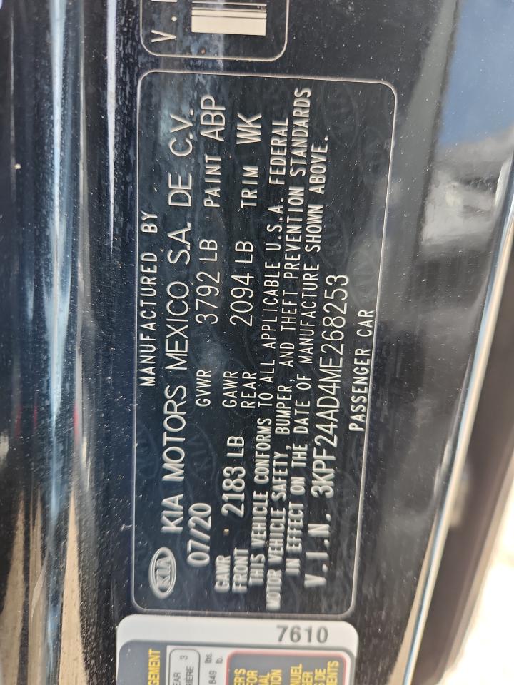 2021 Kia Forte Fe VIN: 3KPF24AD4ME268253 Lot: 81603545