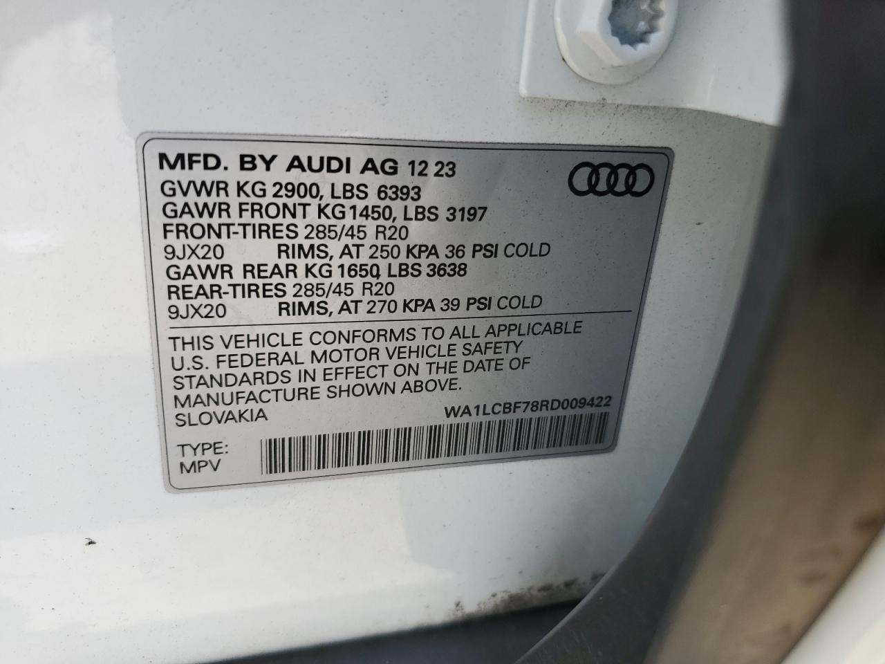 2024 Audi Q7 Premium Plus VIN: WA1LCBF78RD009422 Lot: 80901965