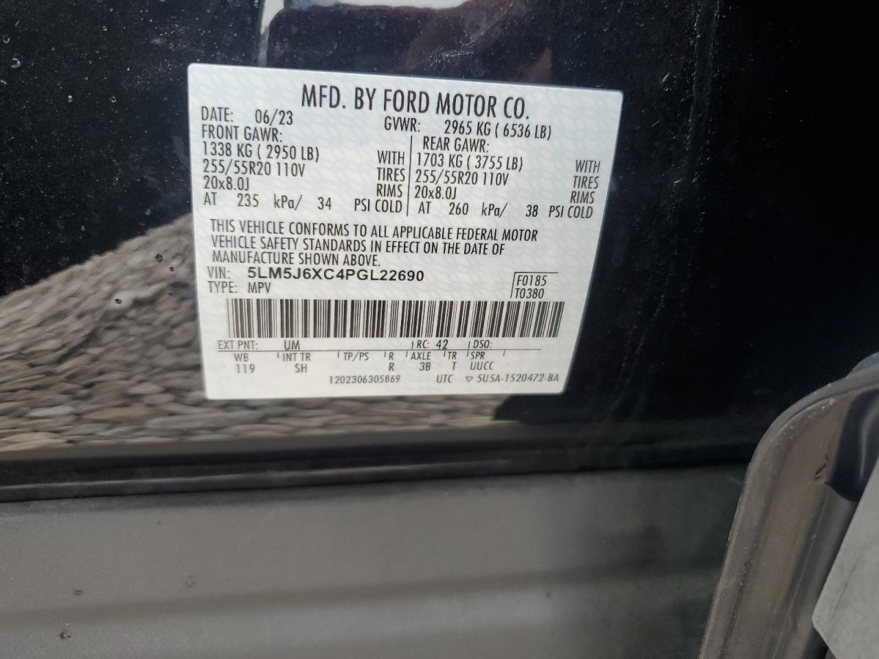 2023 Lincoln Aviator VIN: 5LM5J6XC4PGL22690 Lot: 71225085