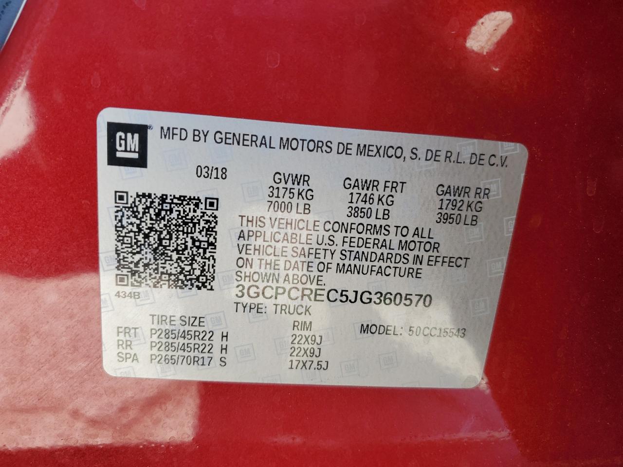 2018 Chevrolet Silverado C1500 Lt VIN: 3GCPCREC5JG360570 Lot: 71934925