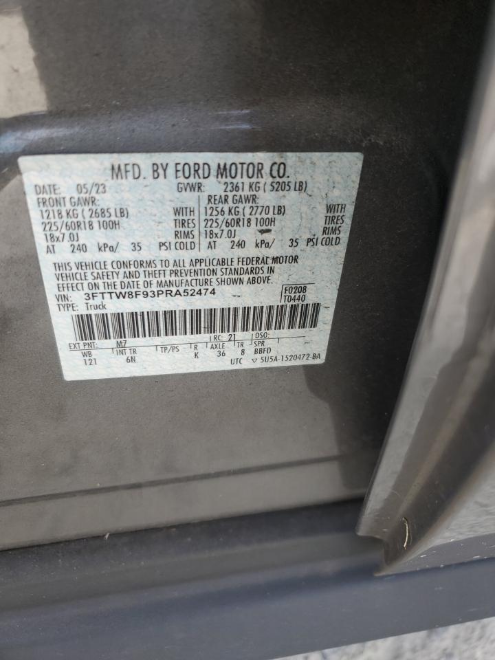 2023 Ford Maverick Xl VIN: 3FTTW8F93PRA52474 Lot: 80121835