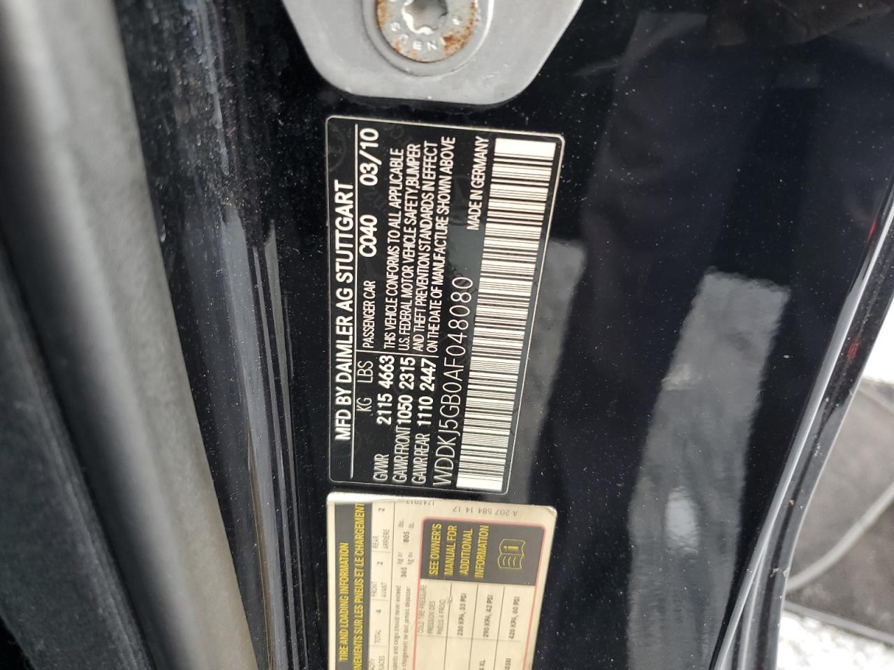 2010 Mercedes-Benz E 350 VIN: WDDKJ5GB0AF048080 Lot: 83838995