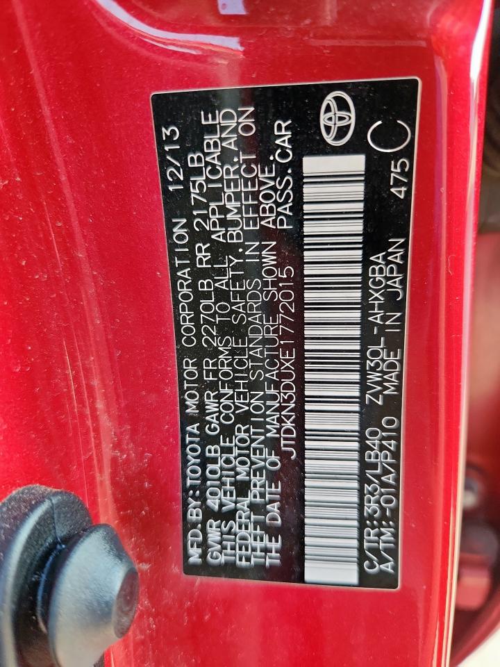 2014 Toyota Prius VIN: JTDKN3DUXE1772015 Lot: 80760155