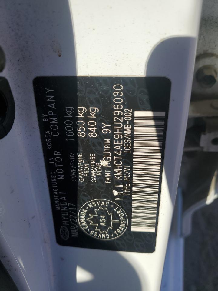 2017 Hyundai Accent Se VIN: KMHCT4AE9HU296030 Lot: 83808465