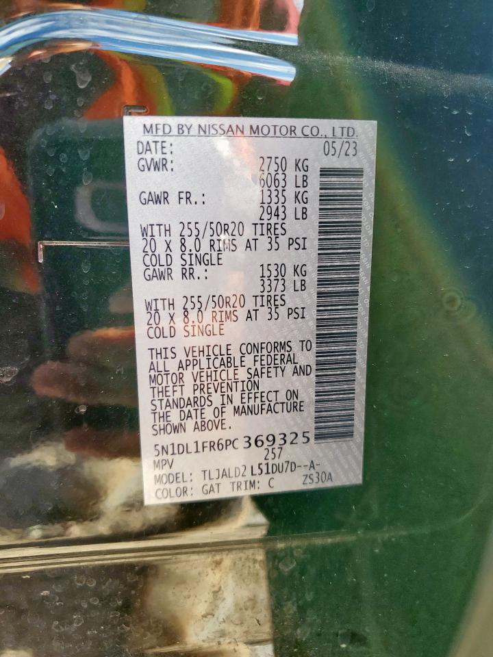 2023 Infiniti Qx60 Luxe VIN: 5N1DL1FR6PC369325 Lot: 81460075