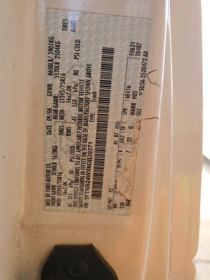 2006 Ford Econoline E250 Van VIN: 1FTNS24WX6DB39371 Lot: 81103495