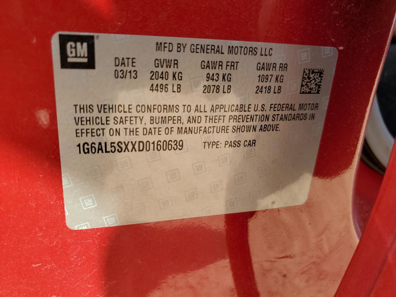 2013 Cadillac Ats Premium VIN: 1G6AL5SXXD0160639 Lot: 69927055