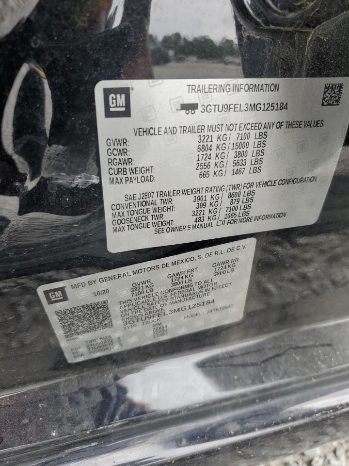 2021 GMC Sierra K1500 Denali VIN: 3GTU9FEL3MG125184 Lot: 80162625