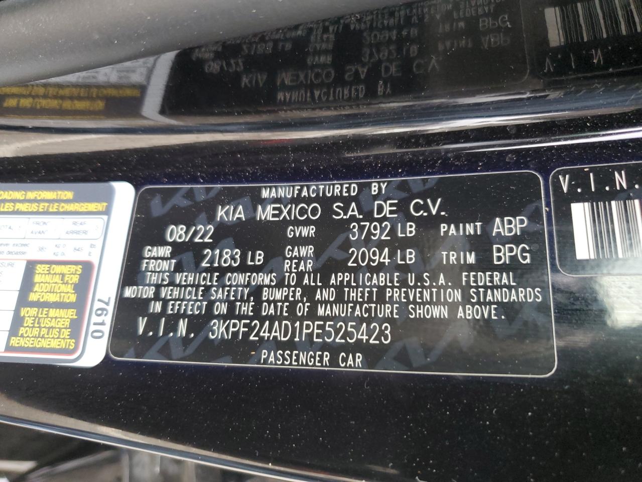 2023 Kia Forte Lx VIN: 3KPF24AD1PE525423 Lot: 84275045