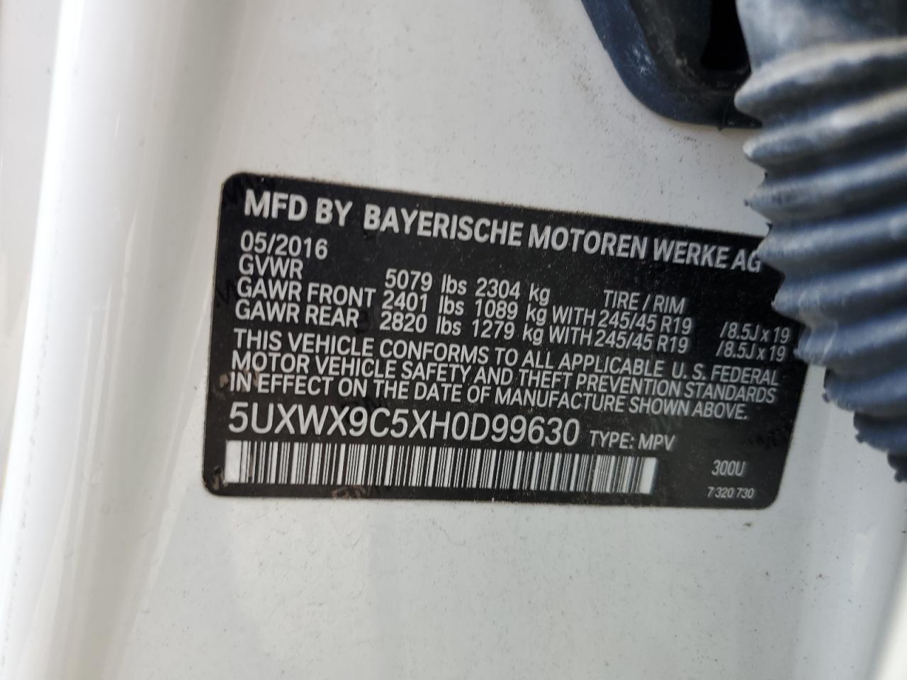 2017 BMW X3 xDrive28I VIN: 5UXWX9C5XH0D99630 Lot: 81517525