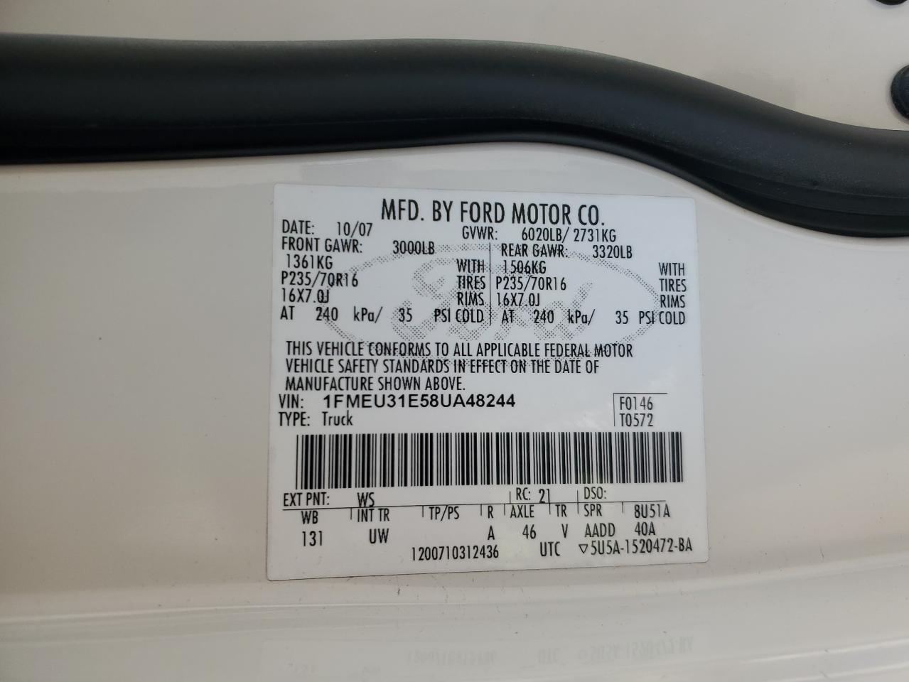 2008 Ford Explorer Sport Trac Xlt VIN: 1FMEU31E58UA48244 Lot: 71965525