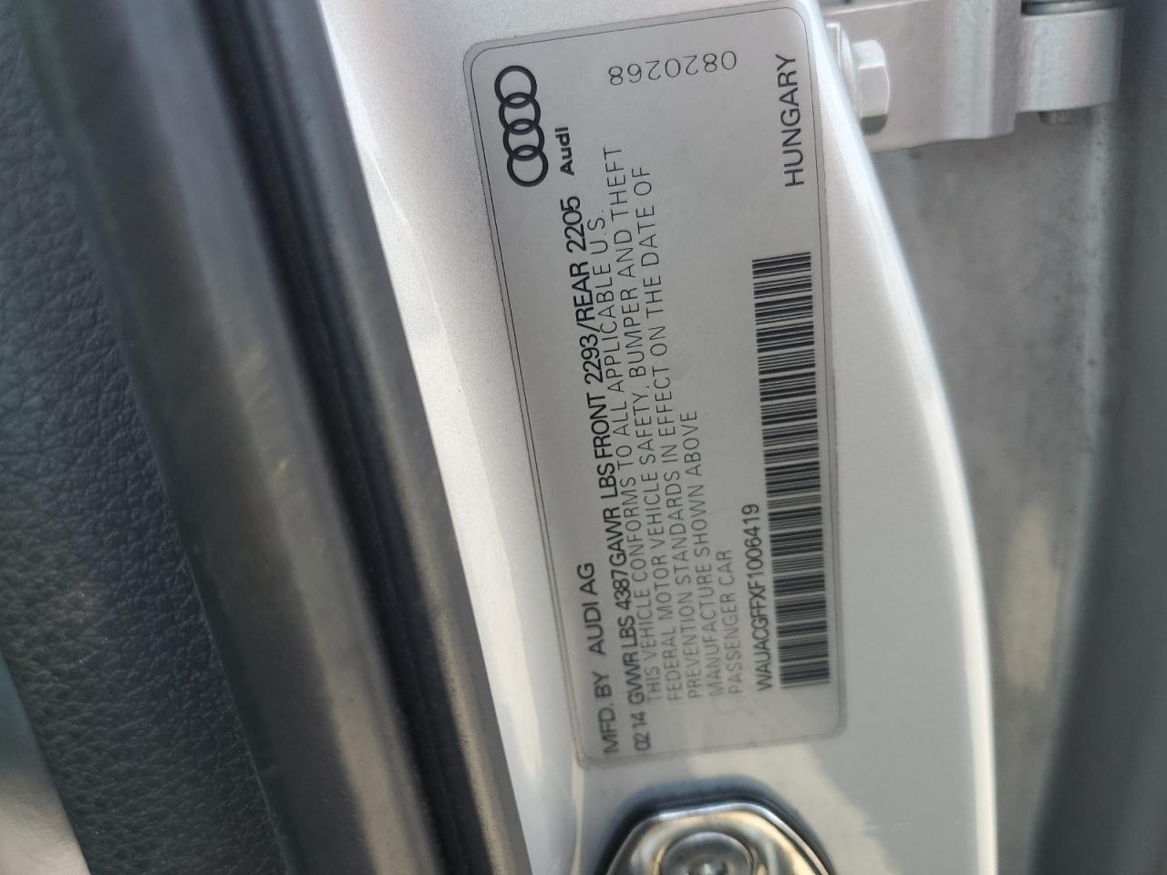 2015 Audi A3 Premium VIN: WAUACGFFXF1006419 Lot: 81452845