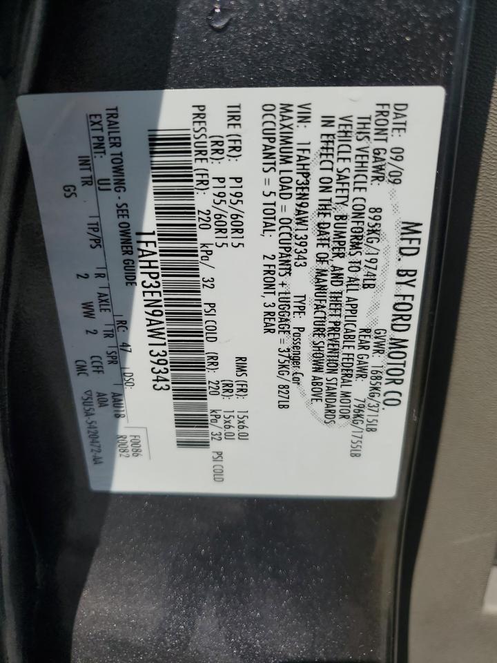 2010 Ford Focus S VIN: 1FAHP3EN9AW139343 Lot: 84612915