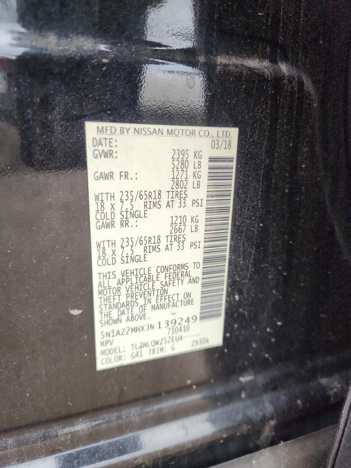 2018 Nissan Murano S VIN: 5N1AZ2MHXJN139249 Lot: 80687255