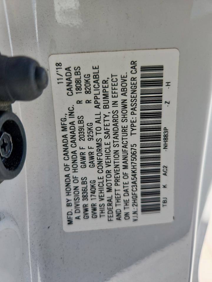 2019 Honda Civic Si VIN: 2HGFC3A54KH750675 Lot: 81841235