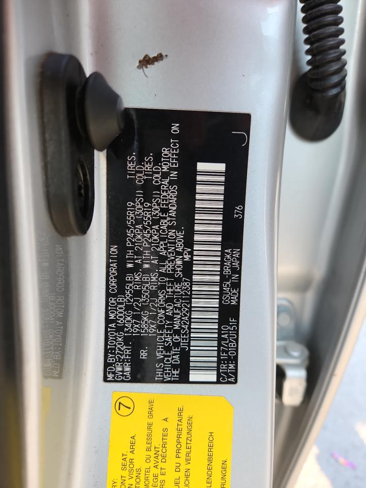 2009 Toyota Highlander Limited VIN: JTEES42A292112387 Lot: 71252445