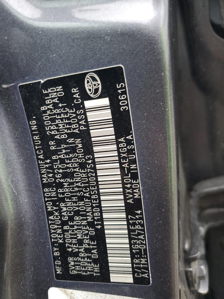 2014 Toyota Avalon Hybrid VIN: 4T1BD1EB5EU027543 Lot: 84263385