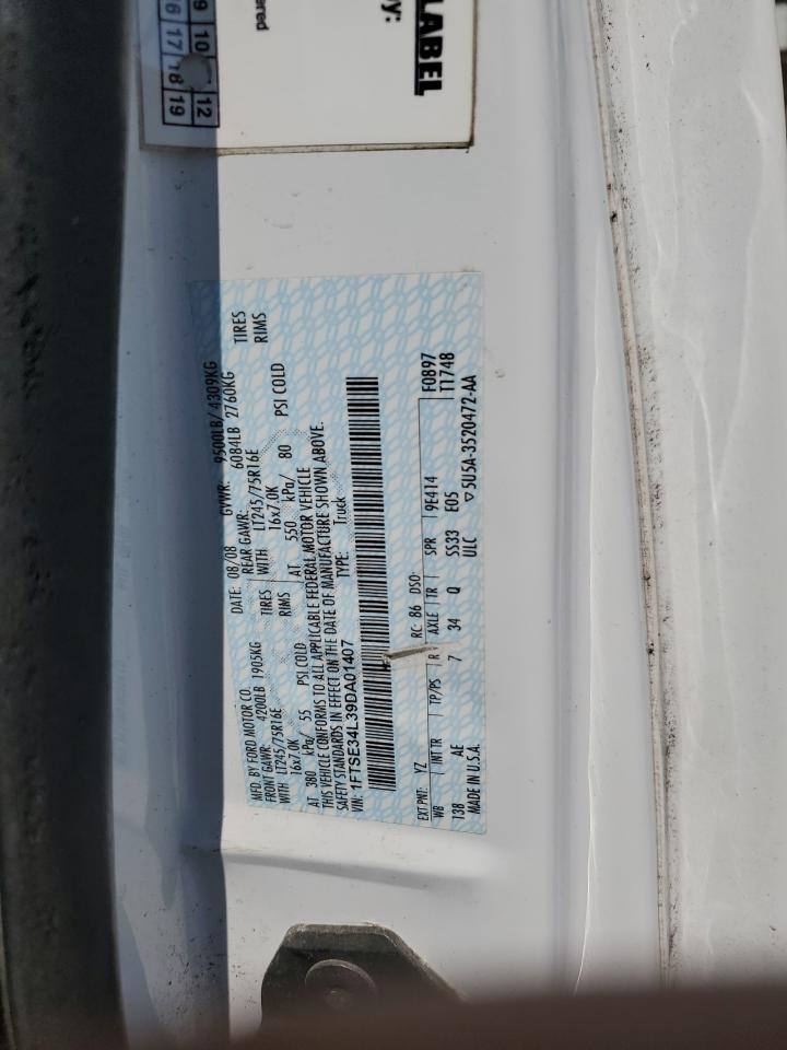 2009 Ford Econoline E350 Super Duty Van VIN: 1FTSE34L39DA01407 Lot: 80037175