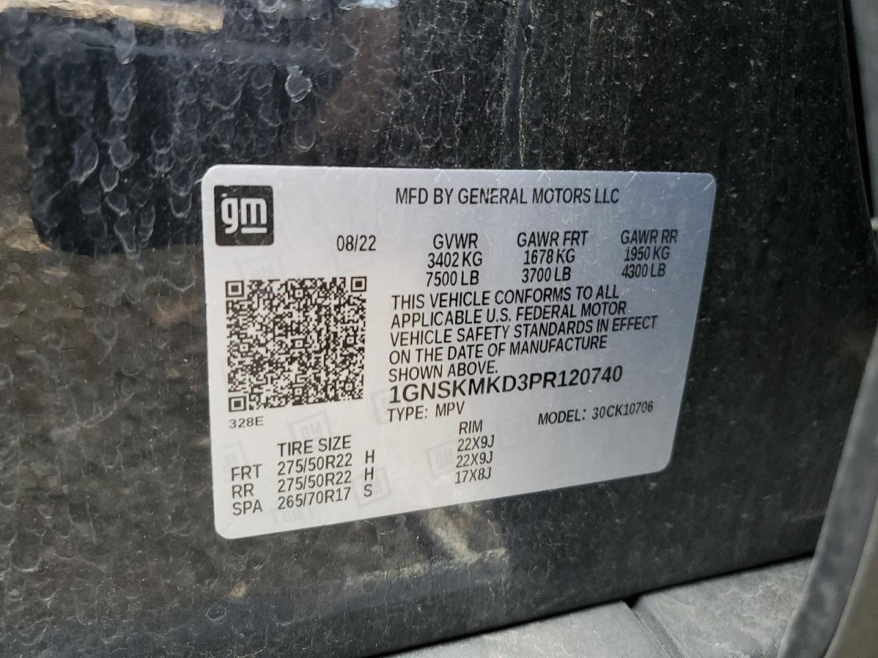 2023 Chevrolet Tahoe K1500 Ls VIN: 1GNSKMKD3PR120740 Lot: 81247135