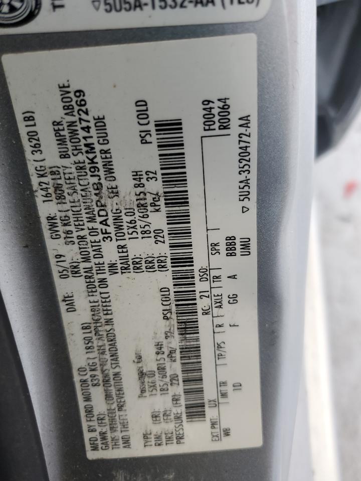 2019 Ford Fiesta Se VIN: 3FADP4BJ9KM147269 Lot: 80445215