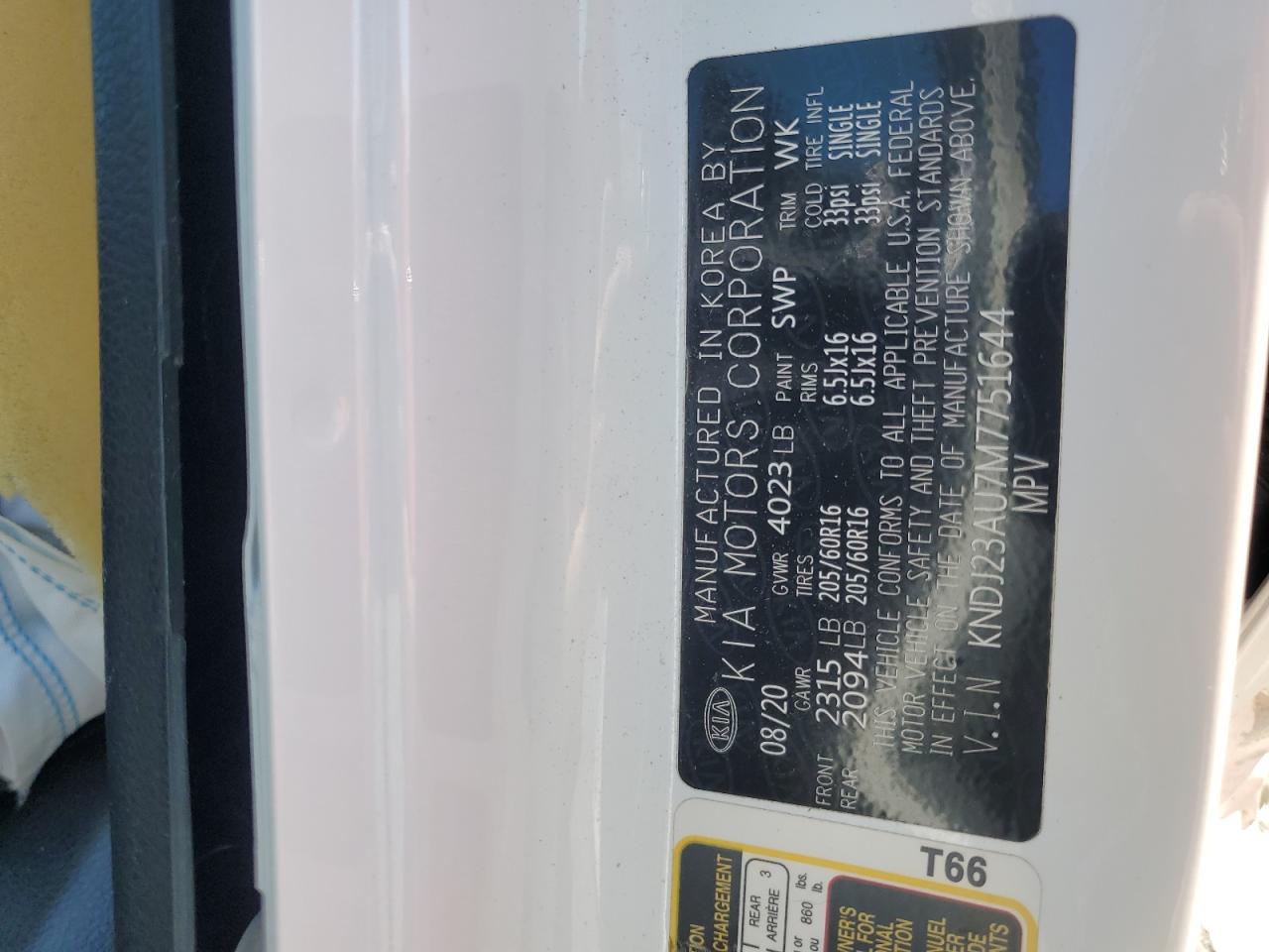 2021 Kia Soul Lx VIN: KNDJ23AU7M7751644 Lot: 71777015