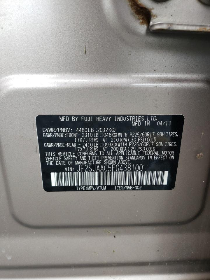 2014 Subaru Forester 2.5I VIN: JF2SJAAC5EG438100 Lot: 84366795