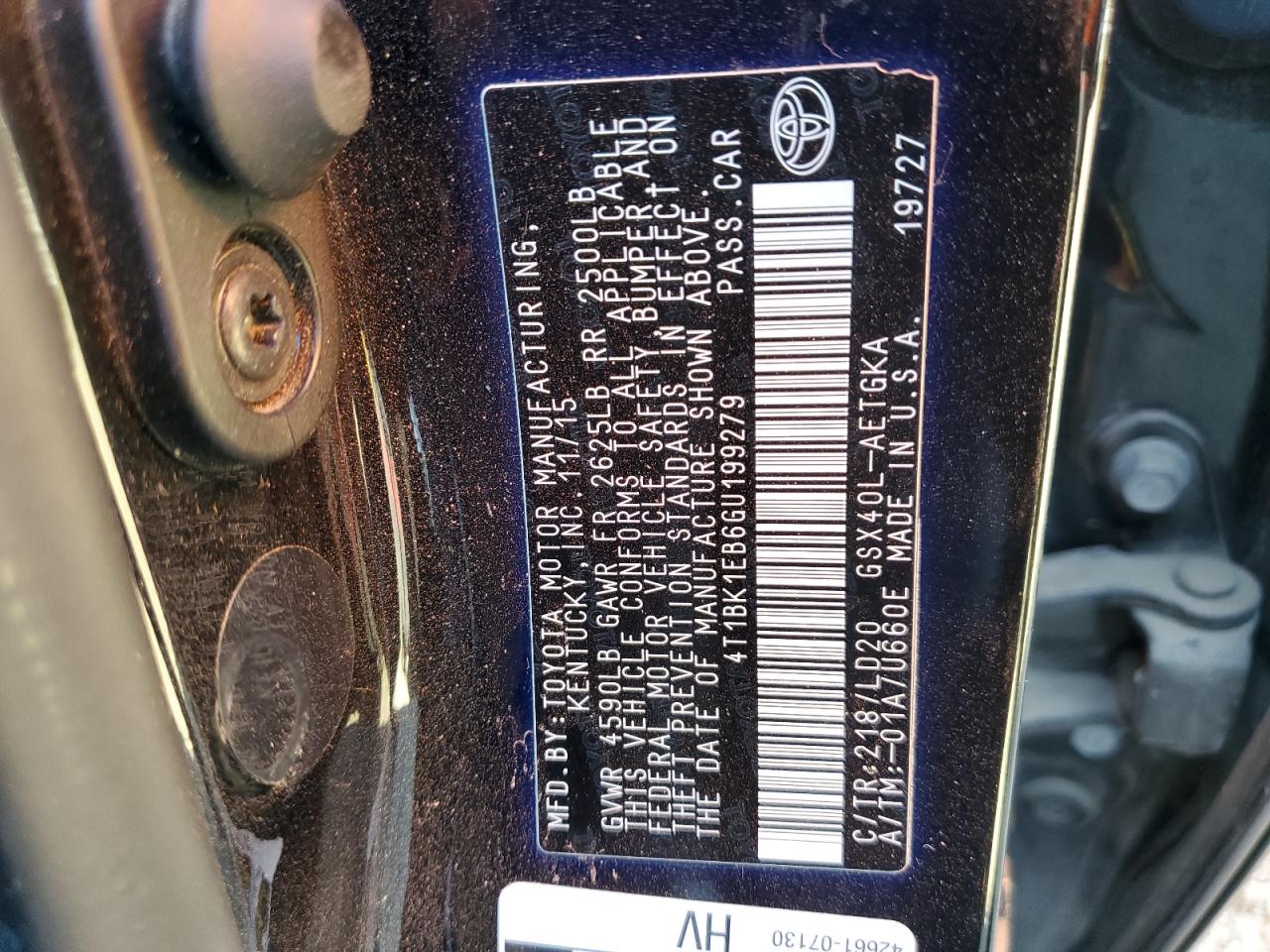 2016 Toyota Avalon Xle VIN: 4T1BK1EB6GU199279 Lot: 82127815