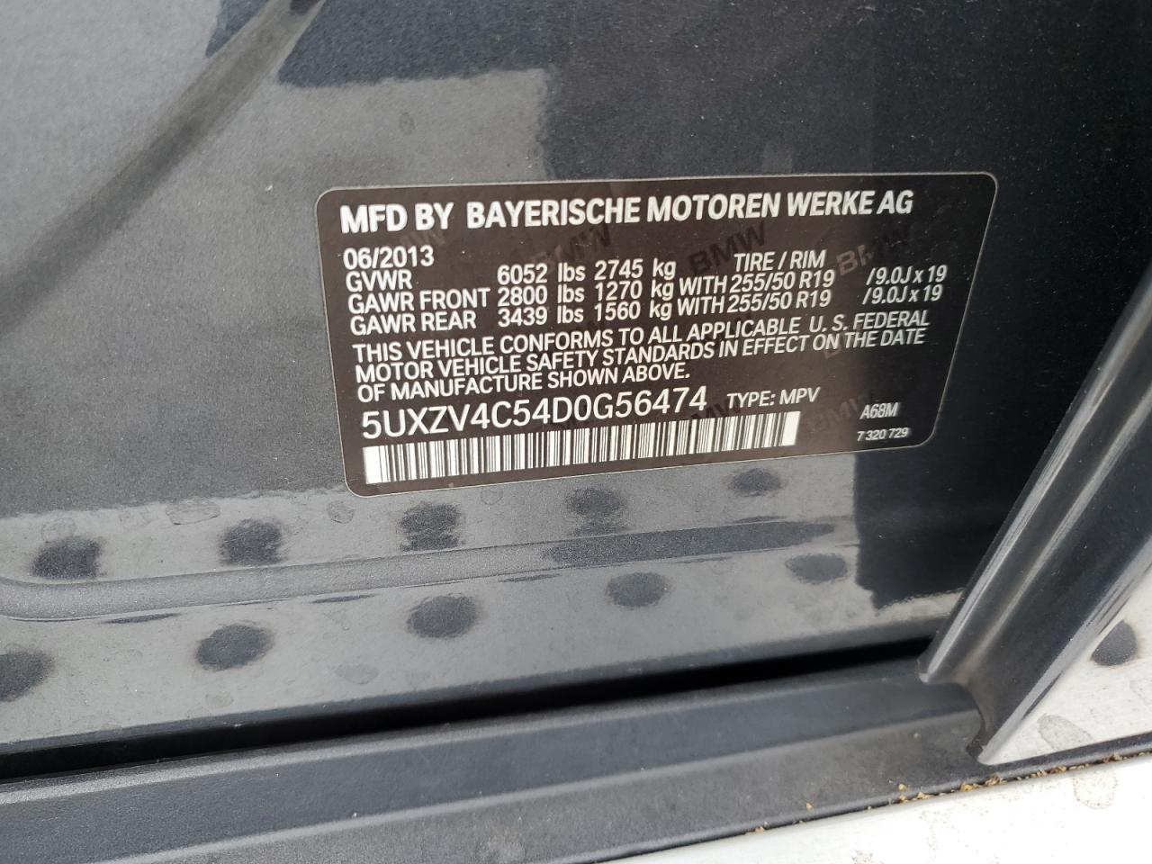 2013 BMW X5 xDrive35I VIN: 5UXZV4C54D0G56474 Lot: 80021925