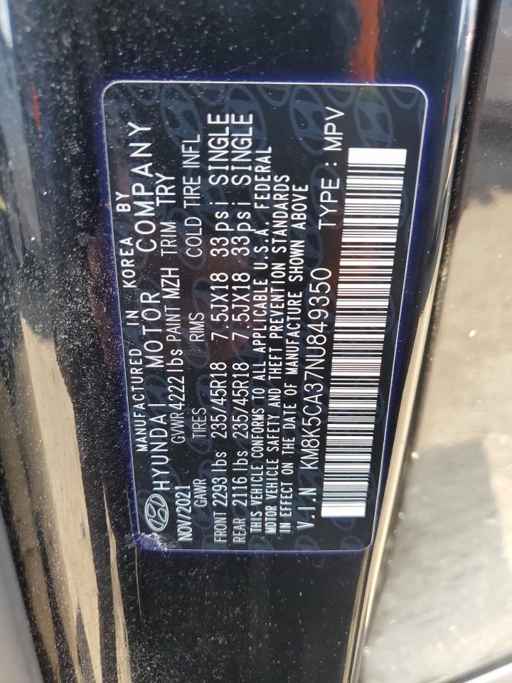 2022 Hyundai Kona Limited VIN: KM8K5CA37NU849350 Lot: 80889925