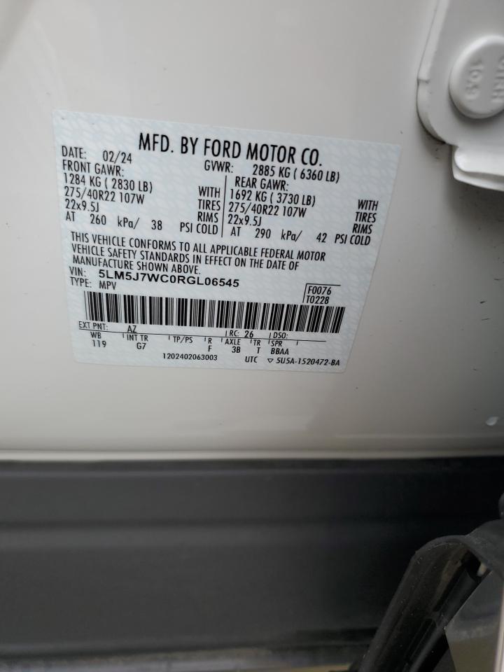 2024 Lincoln Aviator Reserve VIN: 5LM5J7WC0RGL06545 Lot: 82173715