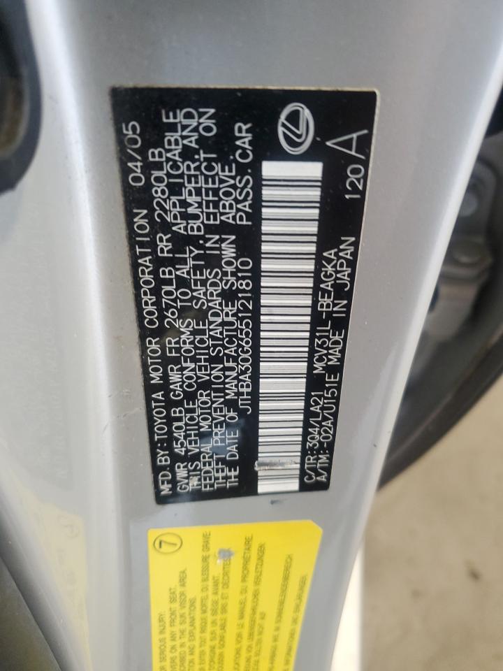 2005 Lexus Es 330 VIN: JTHBA30G655121810 Lot: 71973825