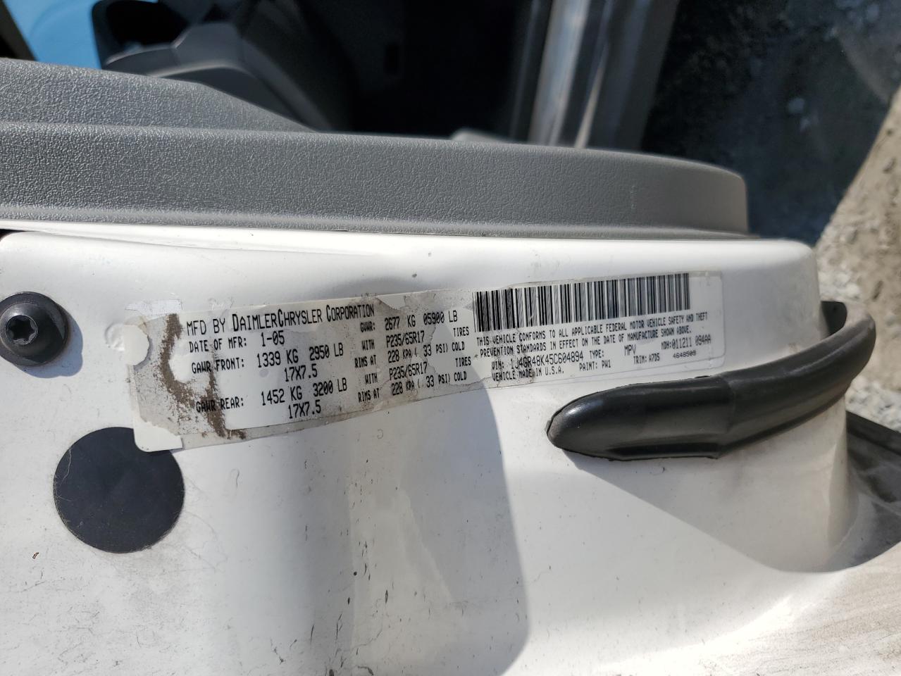 2005 Jeep Grand Cherokee Laredo VIN: 1J4GR48K45C604894 Lot: 81140805