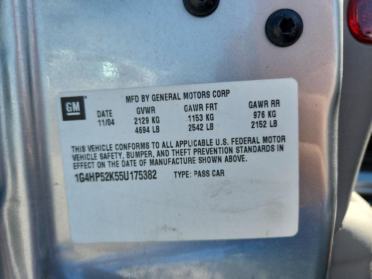 2005 Buick Lesabre Custom VIN: 1G4HP52K55U175382 Lot: 84290195