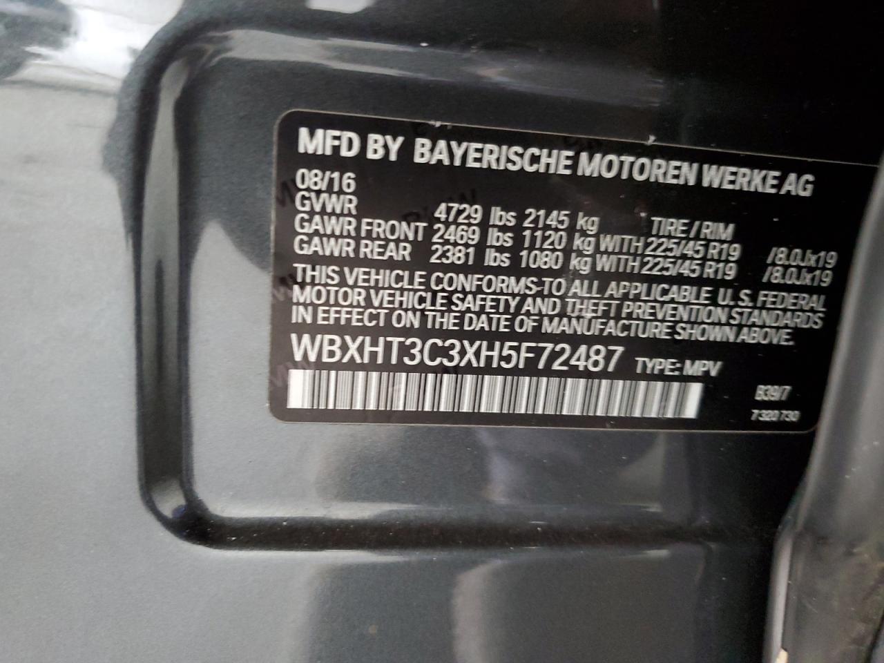 2017 BMW X1 xDrive28I VIN: WBXHT3C3XH5F72487 Lot: 70898715