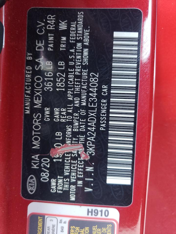 2020 Kia Rio Lx VIN: 3KPA24ADXLE344082 Lot: 71391875