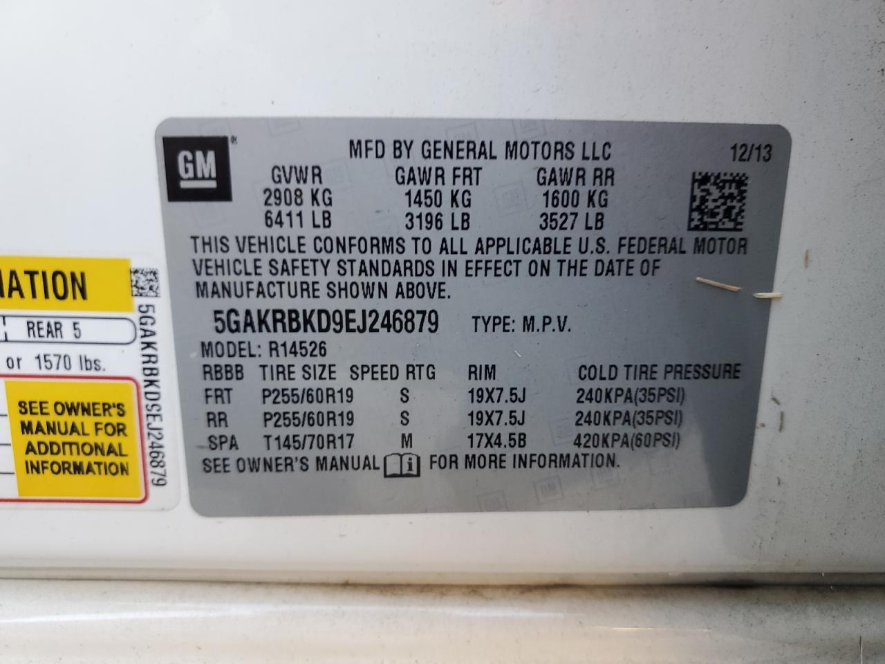 2014 Buick Enclave VIN: 5GAKRBKD9EJ246879 Lot: 81554375