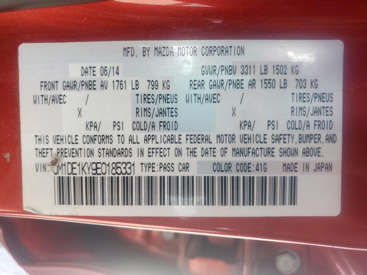 2014 Mazda Mazda2 Sport VIN: JM1DE1KY9E0185331 Lot: 84382395