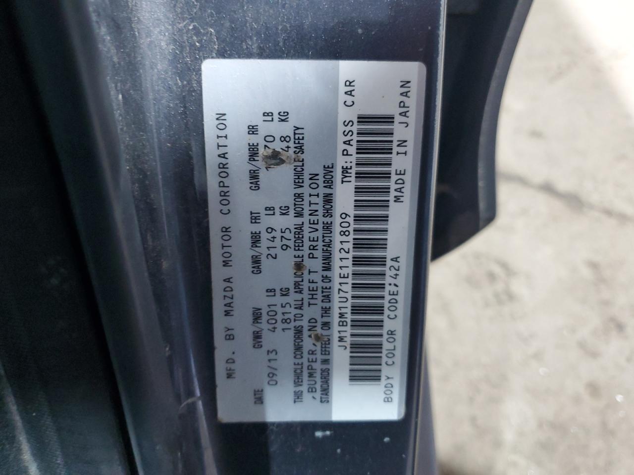 2014 Mazda 3 Sport VIN: JM1BM1U71E1121809 Lot: 80025885