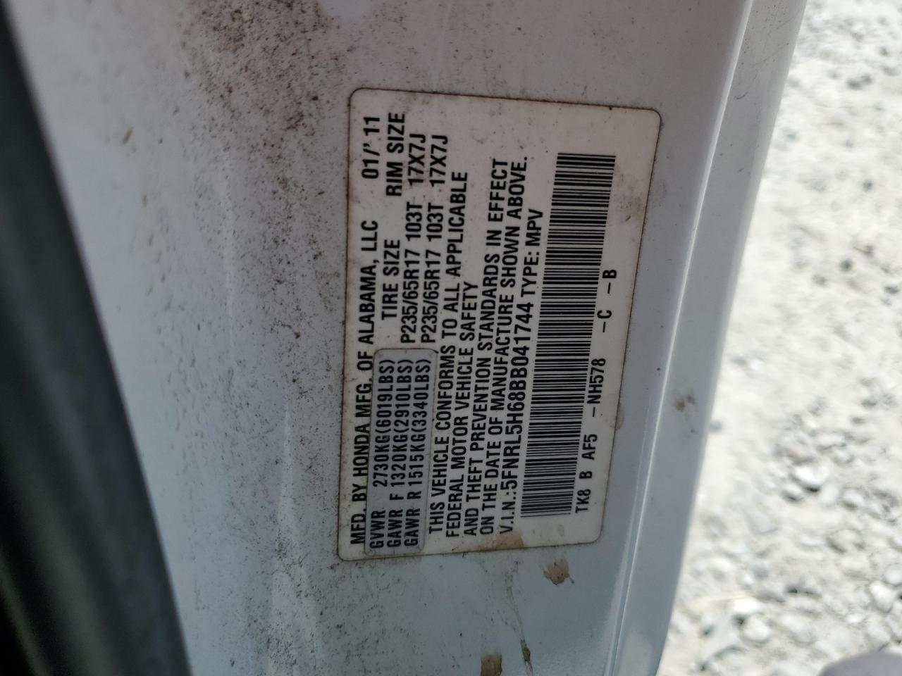 2011 Honda Odyssey Exl VIN: 5FNRL5H68BB041744 Lot: 80285445