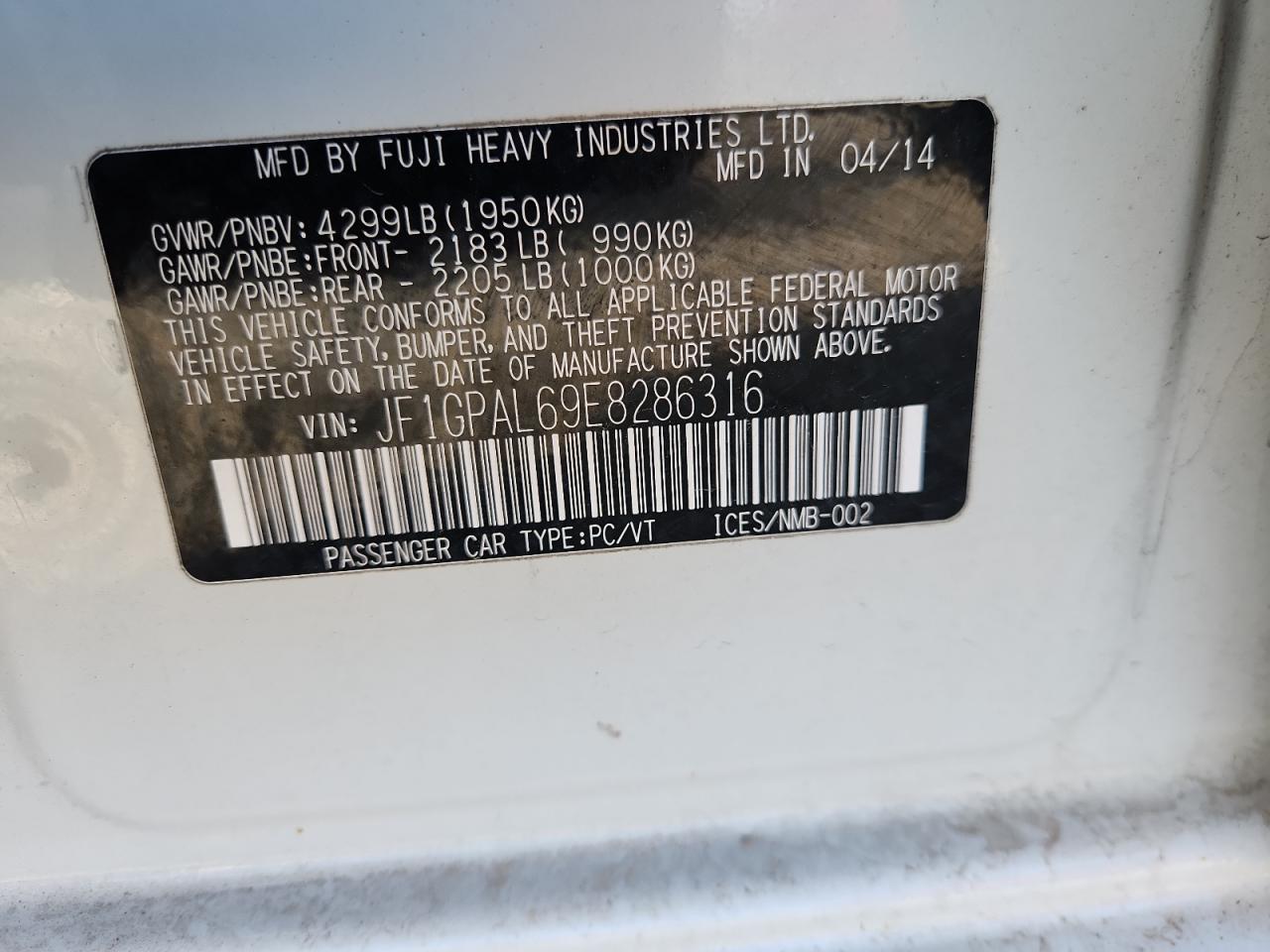 2014 Subaru Impreza Sport Premium VIN: JF1GPAL69E8286316 Lot: 81420515