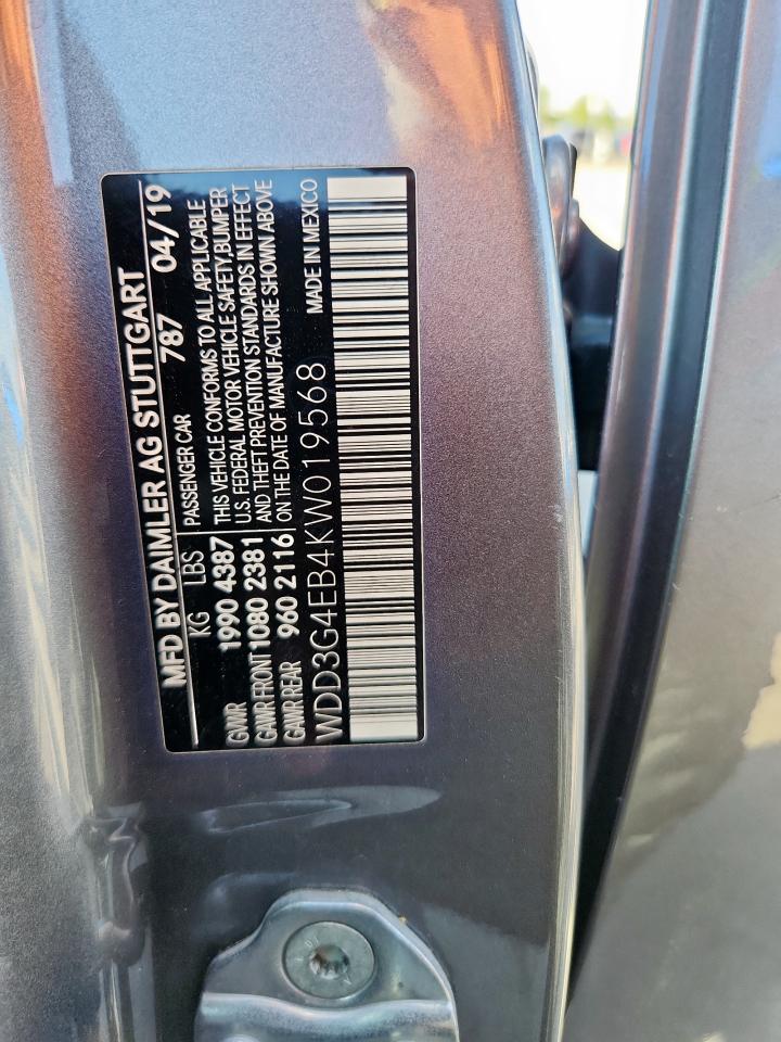 2019 Mercedes-Benz A 220 VIN: WDD3G4EB4KW019568 Lot: 84169855